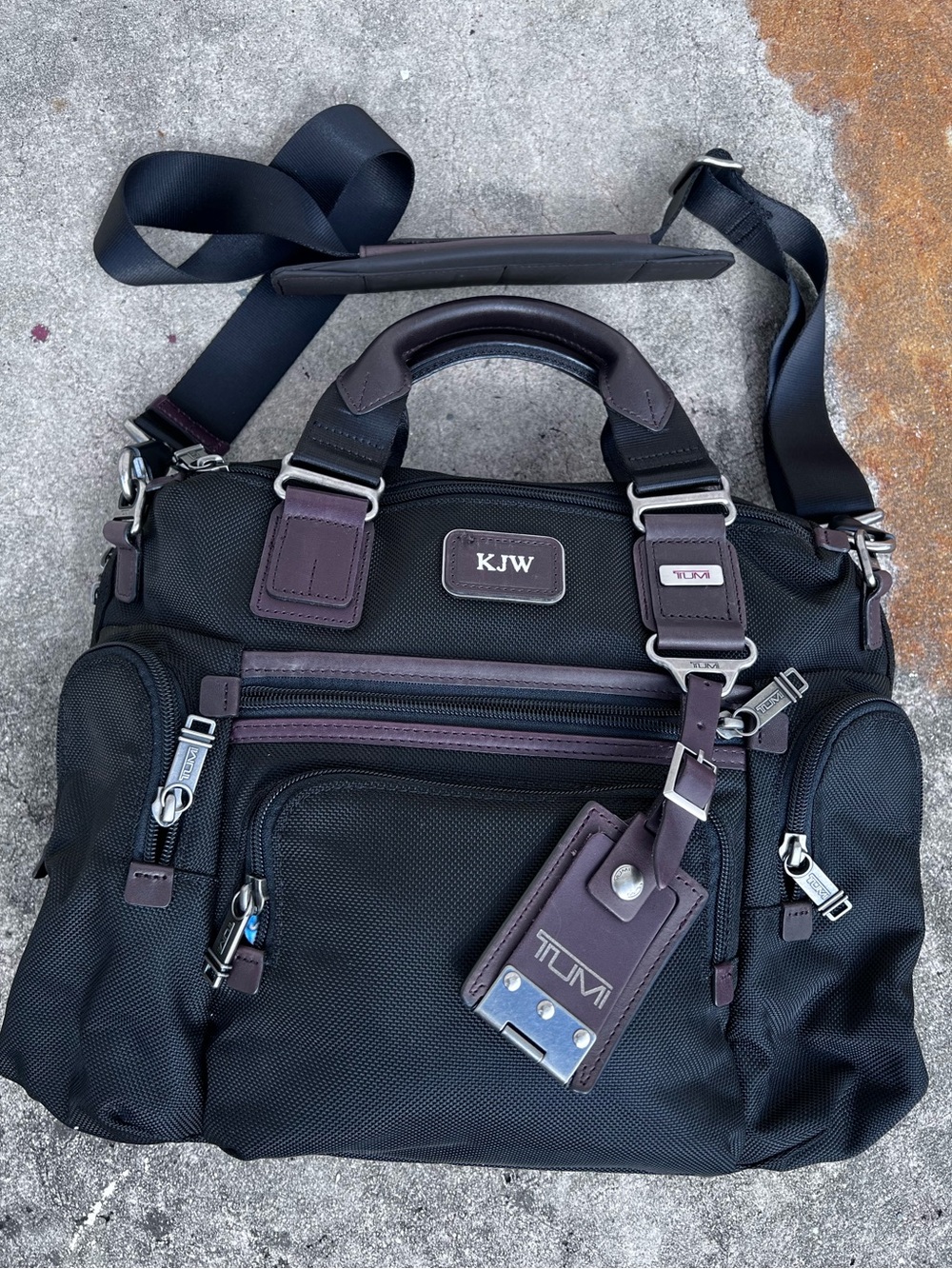 TUMI Black/Brown Nylon and Leather Alpha Bravo Brooks Slim Briefcase